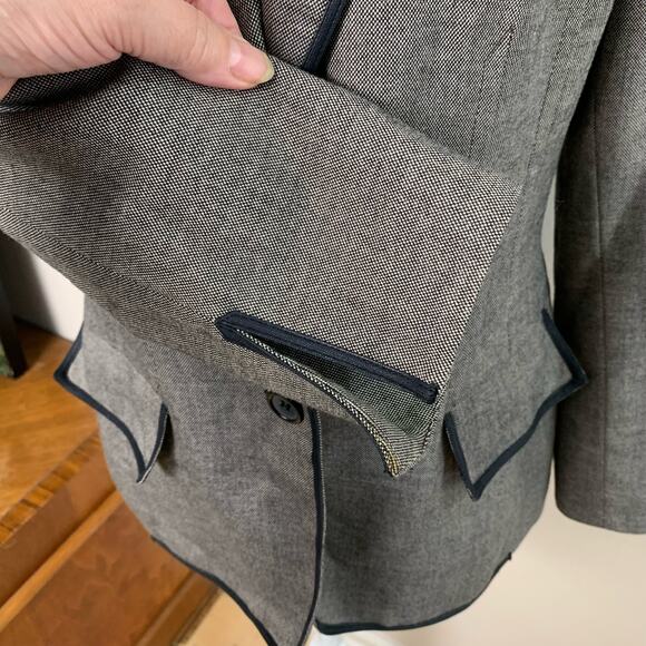 Kasper Size 10 Women's Blazer Jacket Gray with Black Trim Career Work - Picture 7 of 13